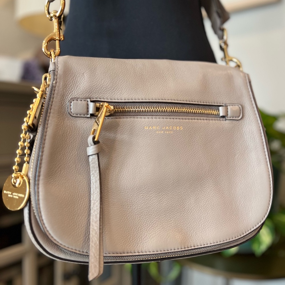 Marc Jacobs Taupe Shoulder Bag with Gold Accents